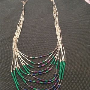 10 strand liquid silver necklace